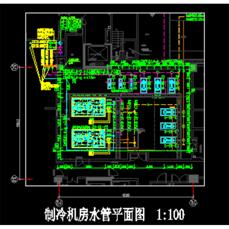 水冷機(jī)房水管平面圖